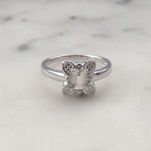 Genuine Diamond Green Amethyst Butterfly Ring